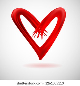 Heart shape drawn with wet bruch.