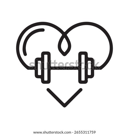 Heart shape with dumbbell and abstract lines fitness exercise