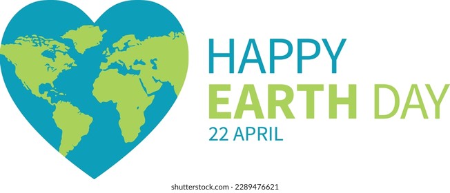  Heart shape earth. Earth Day. International Mother Earth Day. earth day concept Vector illustration