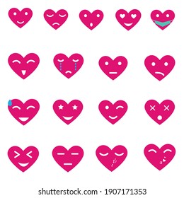 Heart shape emoji set. Good for Valentines Day. EPS 10