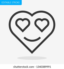 Heart shape emoticon Icon Editable Stroke Pixel Perfect Vector