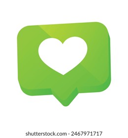 Heart shape or favorite social media notification icon in speech bubbles.