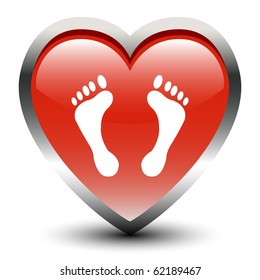 Heart Shape Feet Sign Icon