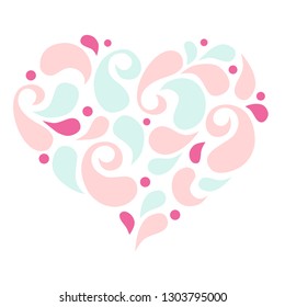 Heart shape fill with petal on white background