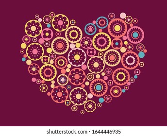Heart shape filled of  colorful circles -  - Creative greeting card. Happy Valentine's Day, Wedding, marriage, birthday.