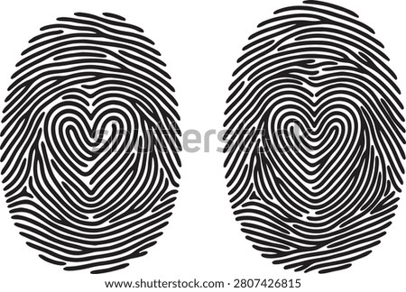 Heart Shape Fingerprint Illustration for Identity and Love Concept
