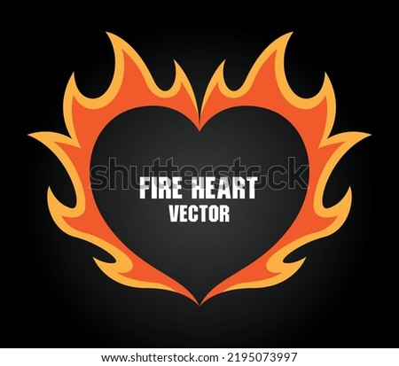 heart shape fire graphic frame vector in street art style
