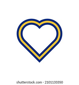 Herzform Flagge von Barbados. Vektorgrafik einzeln auf weißem Hintergrund
