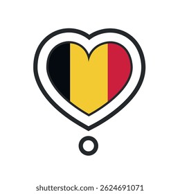 Forma de corazón con la bandera de Bélgica. Ilustración vectorial
