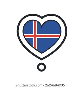 Heart shape with the flag of Iceland. Vector illustration