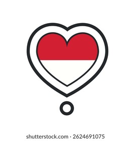 Heart shape with the flag of Indonesia. Vector illustration