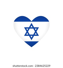 Heart shape with flag of Israel. Creative logo with clipping mask. Love Israel icon concept. Sport or travel symbol. Internet button. Badge design. T shirt graphic. Emblem template. Welcome to Israel.