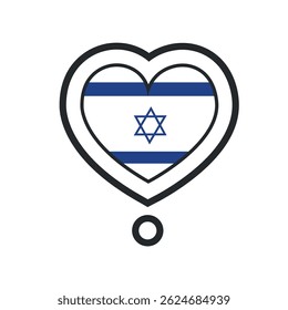 Heart shape with the flag of Israel. Vector illustration