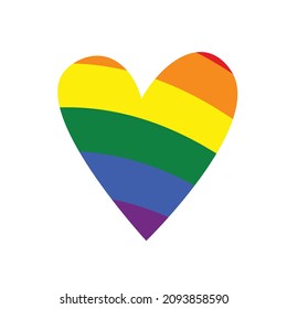 Heart shape in flag LGBT color, doodle style. LGBT icon. Template design, vector illustration. Love wins. Geometric shapes in the colors on the rainbow. Colorful symbols. Gay pride collection. Banner.