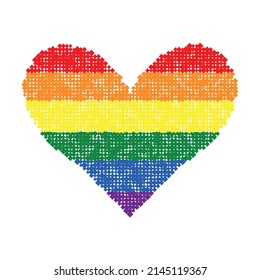 Heart shape in flag LGBT color, doodle style. LGBT icon. Template design, vector illustration. Love wins. Geometric shapes in the colors on the rainbow. Colorful symbols. Gay pride collection. Banner.
