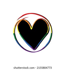 Heart shape in flag LGBT color, doodle style. LGBT icon. Template design, vector illustration. Love wins. Geometric shapes in the colors on the rainbow. Colorful symbols. Gay pride collection. Banner.