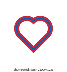 heart shape flag of mongolia. vector illustration isolated on white background
