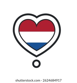 Heart shape with the flag of The Netherlands. Vector illustration