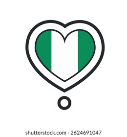 Heart shape with the flag of Nigeria. Vector illustration