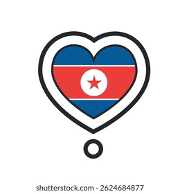 Heart shape with the flag of North Korea. Vector illustration