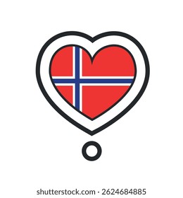 Heart shape with the flag of Norway. Vector illustration