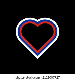 heart shape flag of russia. vector illustration isolated on black background
