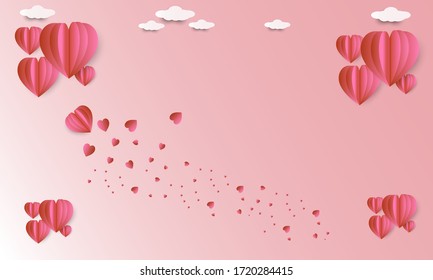 Heart shape floating in the sky and love illustration and vector for your business