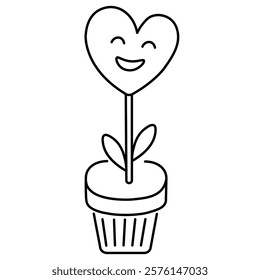 heart shape flower in doodle style in vector. Element for poster sticker design logo decoration