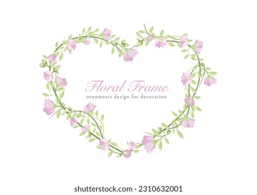 heart shape with flower and floral leaves foliage ornament vector