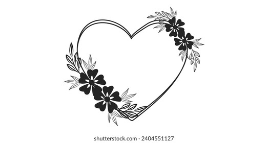 Heart shape with flower illustration