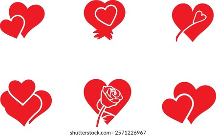 Heart shape with flower in middle flat vector illustration 