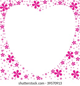 heart shape flowers foliage, vector art illustration