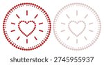 Heart shape formed by red circles love symbol abstract decorative element graphic design