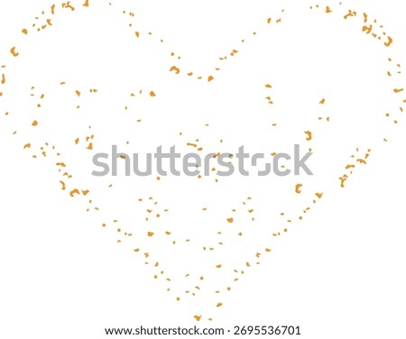A heart shape formed by scattered splatter in a vector style. The image depicts a heart outline created with random speckles. Cartoon vector illustration.