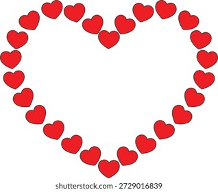 Forma del corazón formado por Pequeños corazones rojos