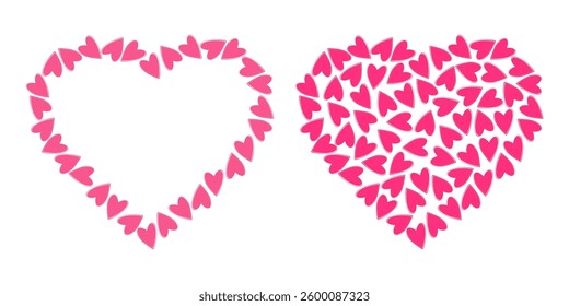 Heart shape Frame border Copy Space Template. Hearts fill Heart shape Background Texture idea Set 2