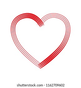 Heart shape frame with brush painting isolated on white background, Vector and illustration