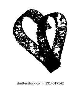 Heart shape frame with brush painting isolated on white background. Perfect love heart valentine logo abstract. Black speech bubble, hand drawn heart element. Illustration with valentine heart. Vector