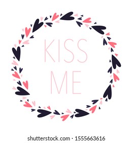 Heart shape frame. Love heart shaped border, valentine's day greetings, romantic lovely cute vector frame template