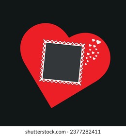 Heart shape frame,  Love with Square Frame