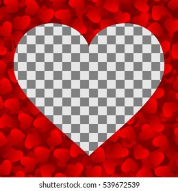 Heart Shape Frame Made From Red Hearts. Valentines Day Card Design with Place for your text. Can be used also as Wedding invitation template