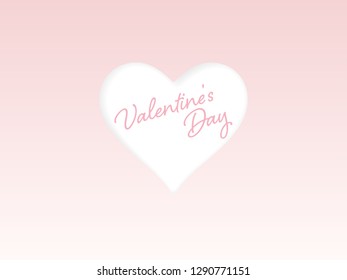 Heart shape frame on soft pink pastel color background with text space Valentines Day in paper cutting flat design. Vector design elements in love concept background, wedding