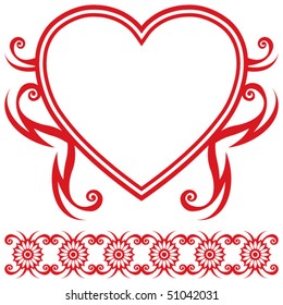 heart in shape frame, vector image