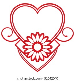 heart in shape frame, vector image