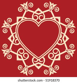 heart in shape frame, vector image