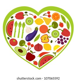 Heart shape of fruit and vegetables