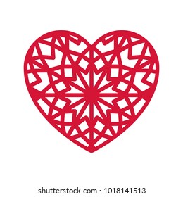 Heart shape with geometric ornament isolated on white background. Element for logo design.Vector illustration of heart for wedding invitations, greeting cards, Valentines cards.