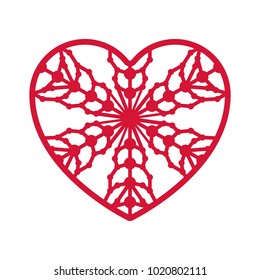 Heart shape with geometric ornament isolated on white background. Element for logo design.Vector illustration of heart for wedding invitations, greeting cards, Valentines cards.