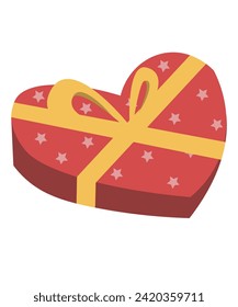 heart shape gift box flat design