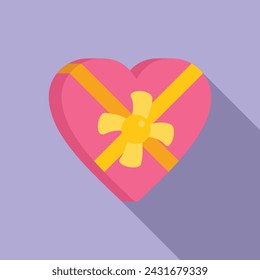 Icono de caja de regalo de forma de corazón vector plano. Ofrecer paquete. Paquete abierto de ocasión